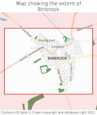 Map showing extent of Binbrook as bounding box