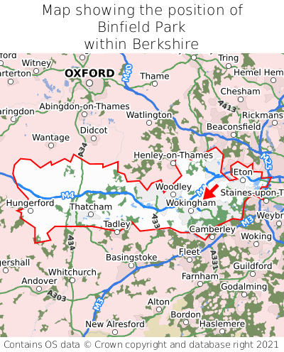 Map showing location of Binfield Park within Berkshire