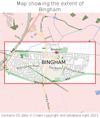 Map showing extent of Bingham as bounding box