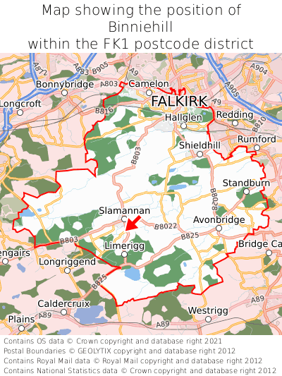 Map showing location of Binniehill within FK1