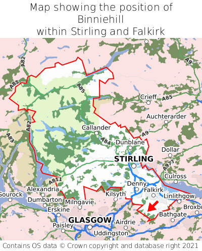 Map showing location of Binniehill within Stirling and Falkirk