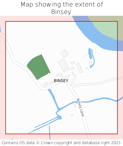 Map showing extent of Binsey as bounding box
