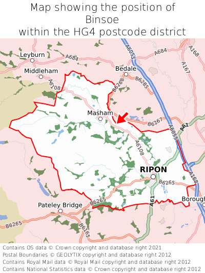 Map showing location of Binsoe within HG4