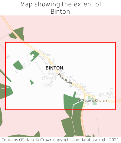 Map showing extent of Binton as bounding box