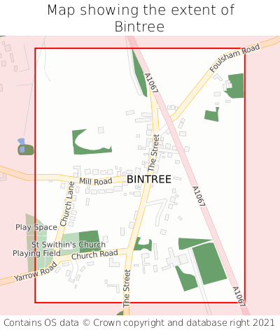 Map showing extent of Bintree as bounding box