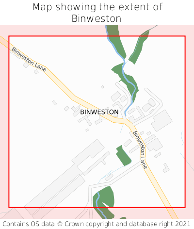 Map showing extent of Binweston as bounding box