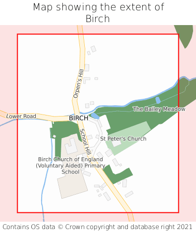 Map showing extent of Birch as bounding box
