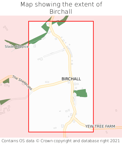 Map showing extent of Birchall as bounding box