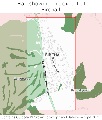 Map showing extent of Birchall as bounding box