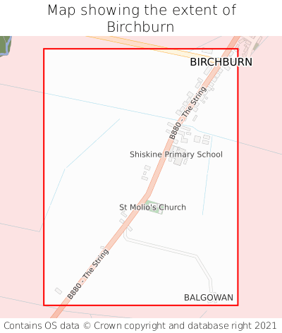Map showing extent of Birchburn as bounding box