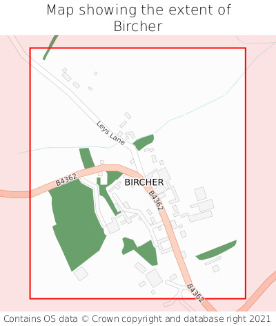Map showing extent of Bircher as bounding box
