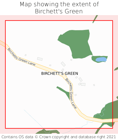 Map showing extent of Birchett's Green as bounding box
