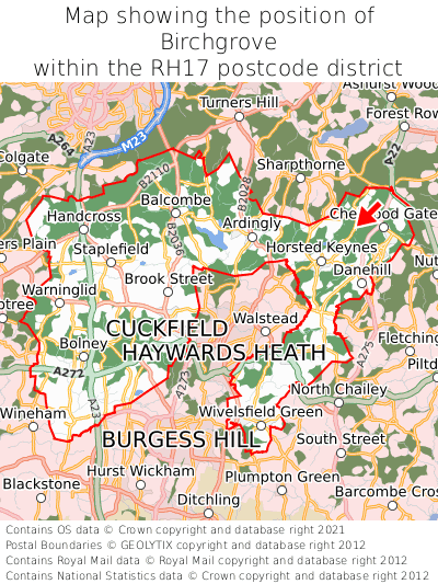 Map showing location of Birchgrove within RH17