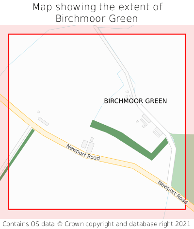 Map showing extent of Birchmoor Green as bounding box