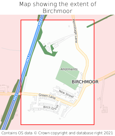 Map showing extent of Birchmoor as bounding box