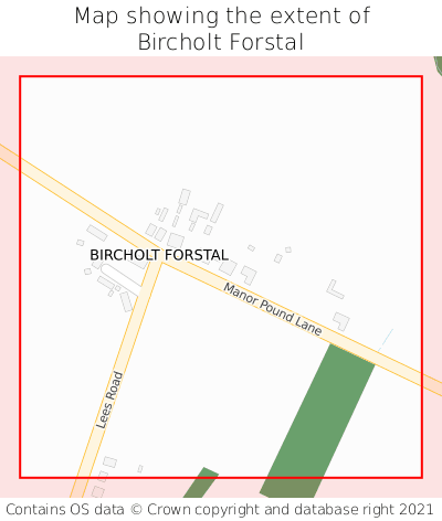 Map showing extent of Bircholt Forstal as bounding box