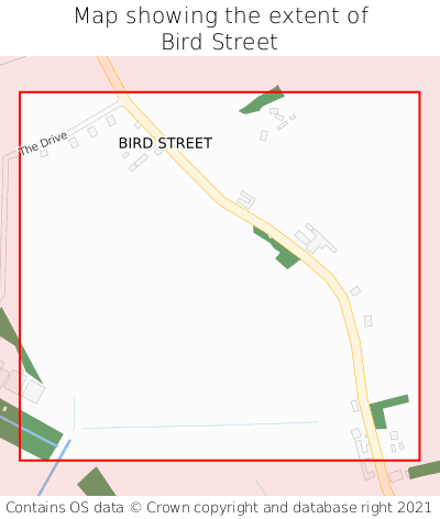 Map showing extent of Bird Street as bounding box