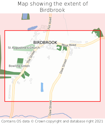 Map showing extent of Birdbrook as bounding box