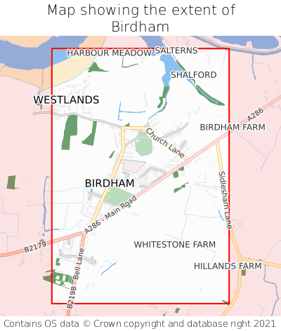 Map showing extent of Birdham as bounding box