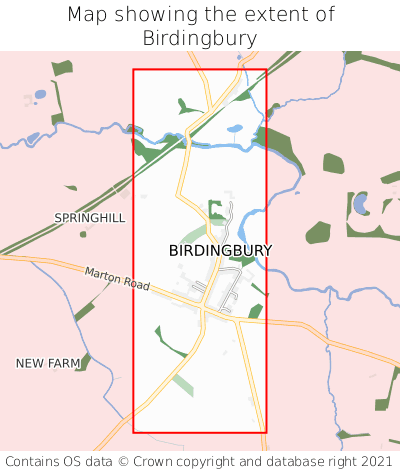 Map showing extent of Birdingbury as bounding box