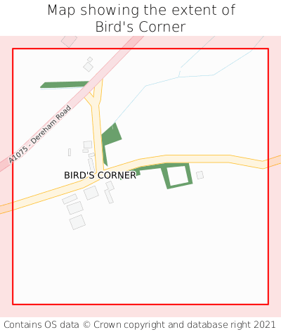 Map showing extent of Bird's Corner as bounding box
