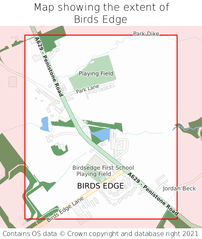 Map showing extent of Birds Edge as bounding box