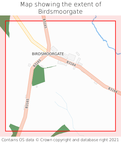 Map showing extent of Birdsmoorgate as bounding box