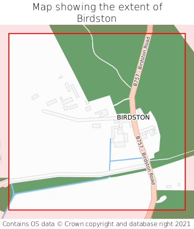 Map showing extent of Birdston as bounding box