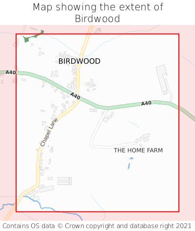 Map showing extent of Birdwood as bounding box