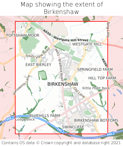 Map showing extent of Birkenshaw as bounding box