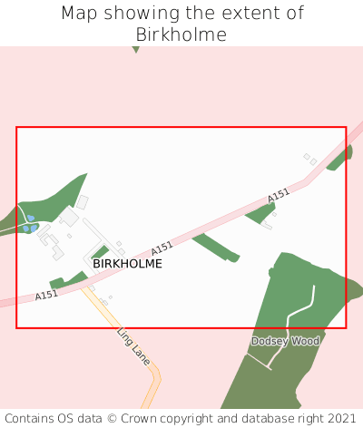 Map showing extent of Birkholme as bounding box