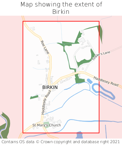 Map showing extent of Birkin as bounding box