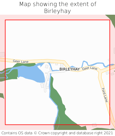 Map showing extent of Birleyhay as bounding box