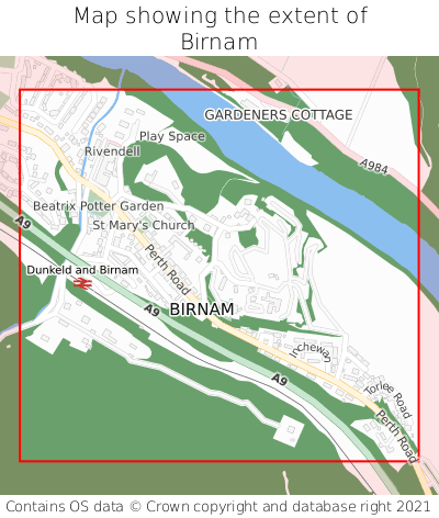Map showing extent of Birnam as bounding box