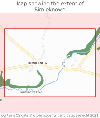 Map showing extent of Birnieknowe as bounding box