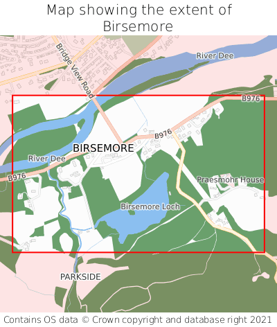 Map showing extent of Birsemore as bounding box