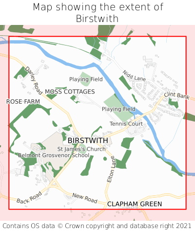 Map showing extent of Birstwith as bounding box