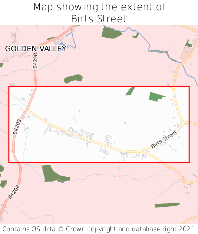 Map showing extent of Birts Street as bounding box