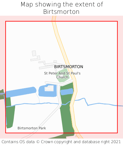 Map showing extent of Birtsmorton as bounding box