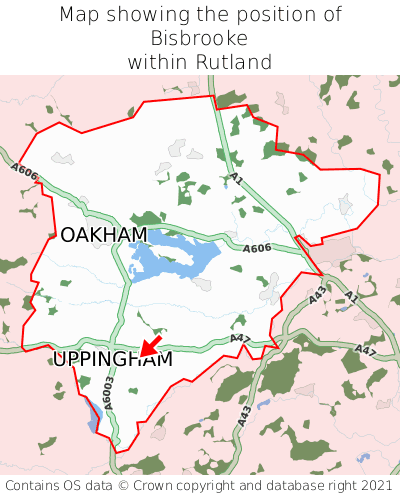 Map showing location of Bisbrooke within Rutland