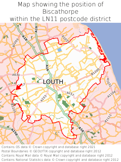 Map showing location of Biscathorpe within LN11