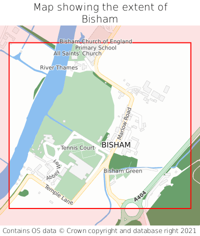 Map showing extent of Bisham as bounding box