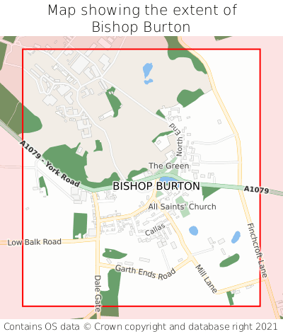 Map showing extent of Bishop Burton as bounding box