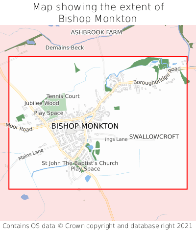 Map showing extent of Bishop Monkton as bounding box