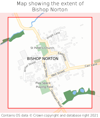 Map showing extent of Bishop Norton as bounding box