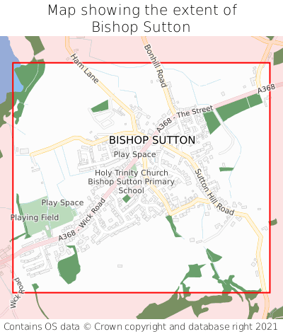 Map showing extent of Bishop Sutton as bounding box