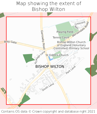 Map showing extent of Bishop Wilton as bounding box
