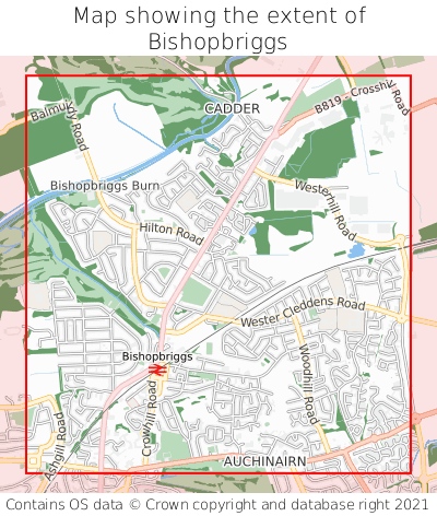 Map showing extent of Bishopbriggs as bounding box