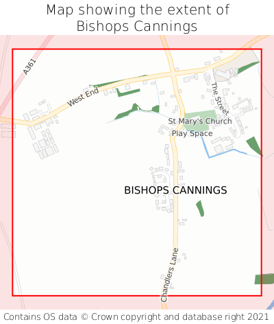 Map showing extent of Bishops Cannings as bounding box