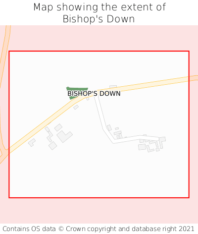 Map showing extent of Bishop's Down as bounding box